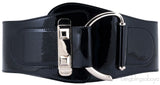 Black Patent Elastic Wide Belt
