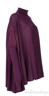 Long Sleeves Turtle Neck Poncho Top