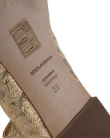 Dolce & Gabbana Metallic Gold Pointed Toe Flat Shoes