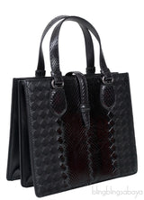 Bottega Veneta Black Intrecciato Leather & Python Handbag