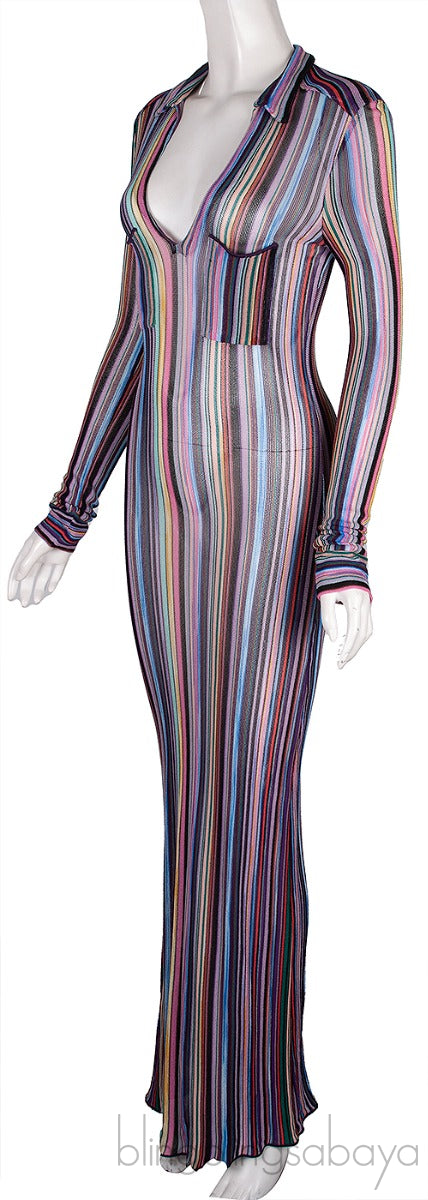 Multicolored Stripes Maxi Dress