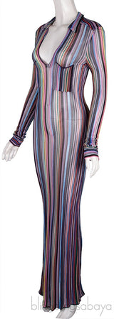 Multicolored Stripes Maxi Dress