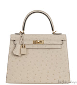 Kelly 25 Parchemin Ostrich GHW