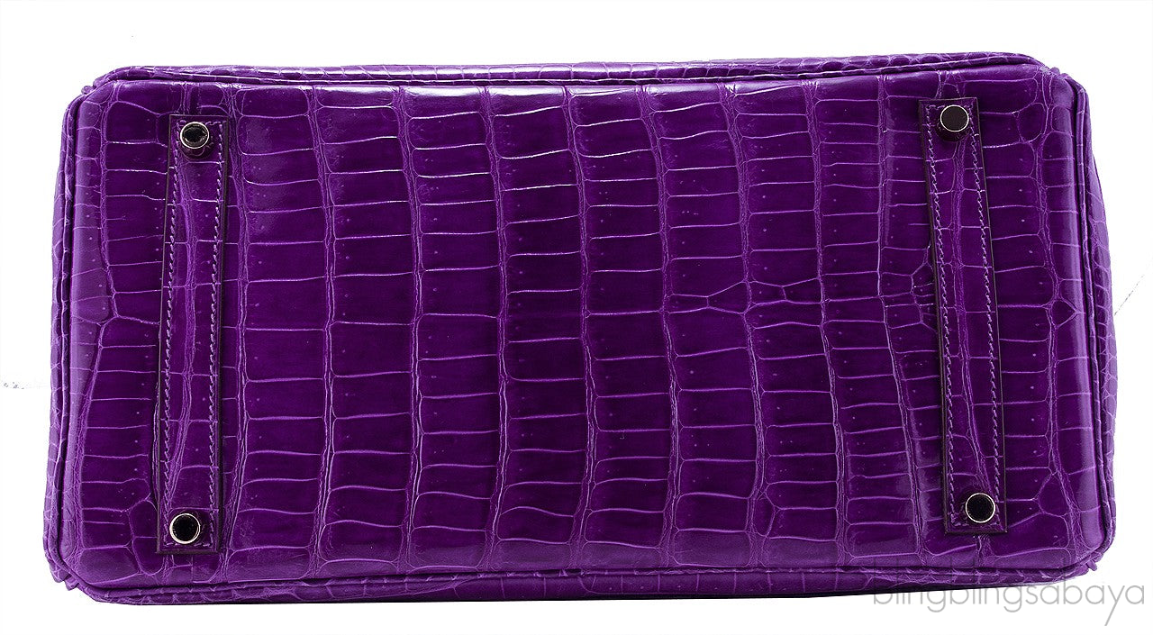 Birkin 35 Purple Crocodile GHW