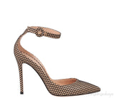 Nude/Black Net Slingback Pointed Toe Heels