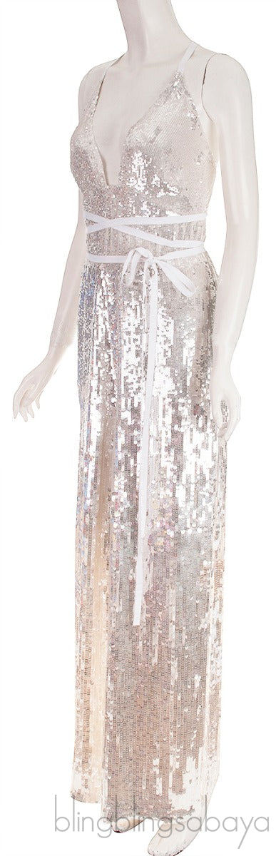 White Sequin Jumpsuit