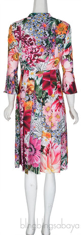 Printed Floral Pleated Midi Dress