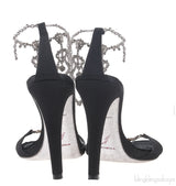 Black Heart Chain Strap Sandals