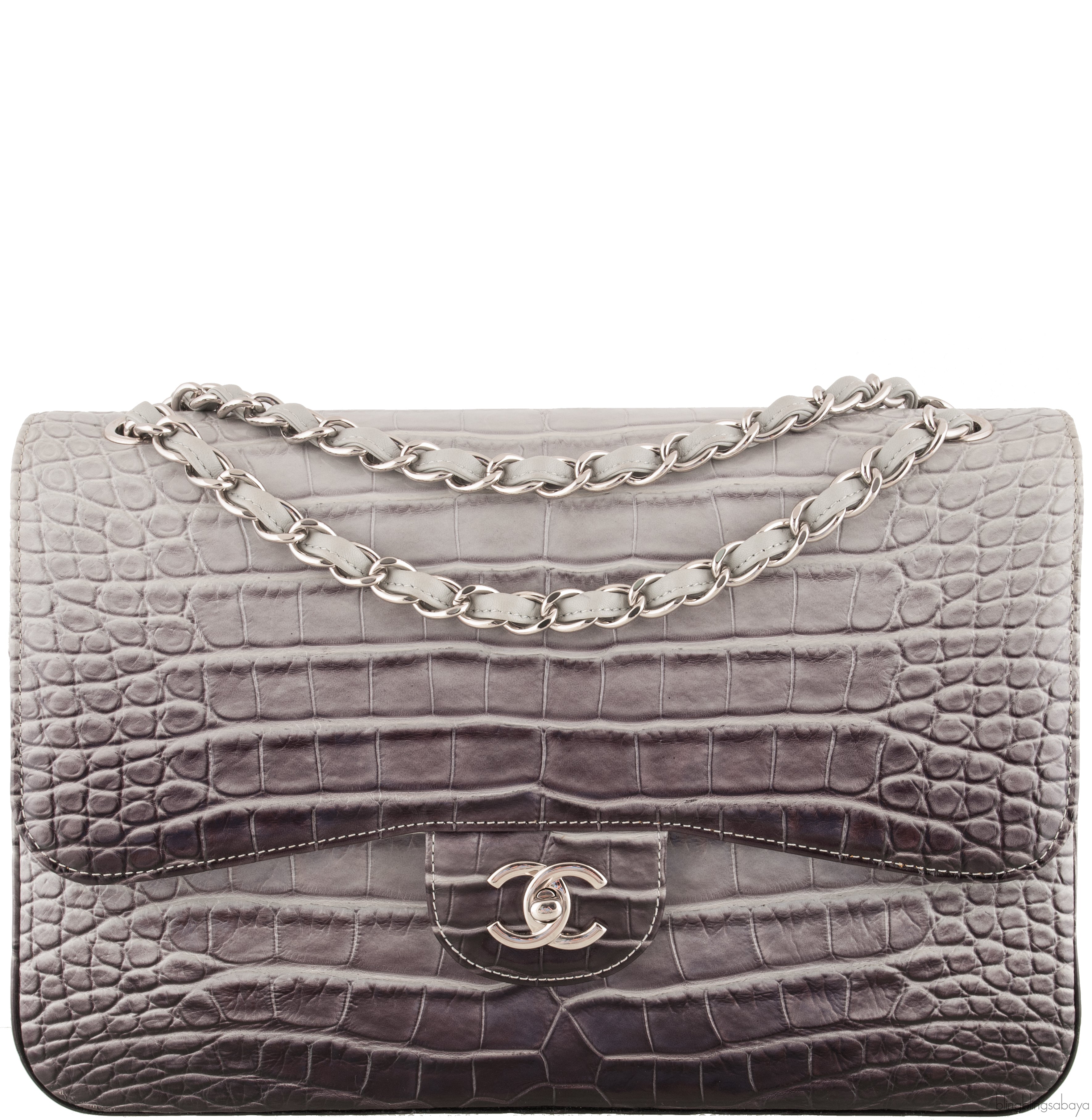 Ombre Grey Crocodile Flap Bag