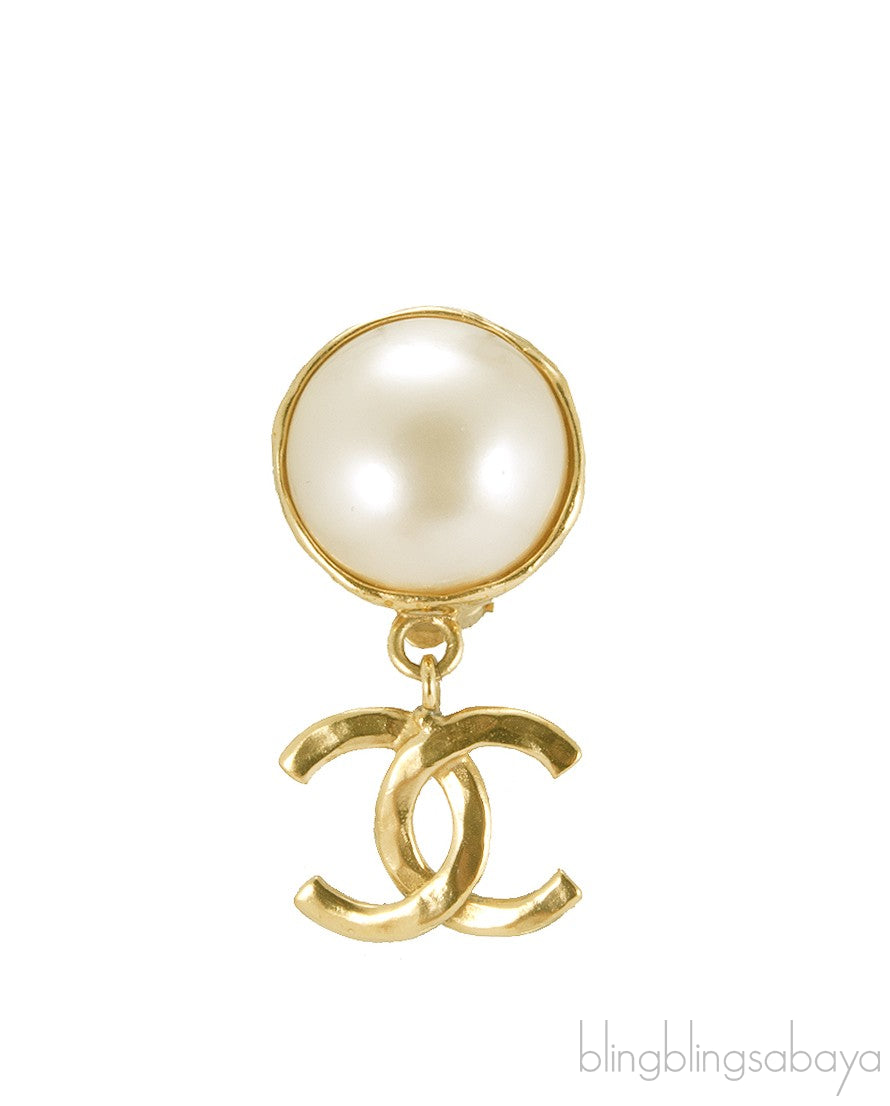 Faux Pearl CC Earrings