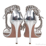 Silver Crystal Embellished Slingback Sandals