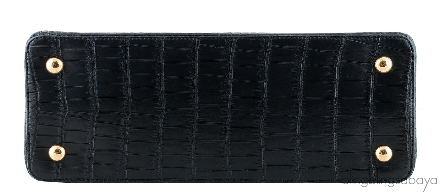 Black Capucines Crocodile MM