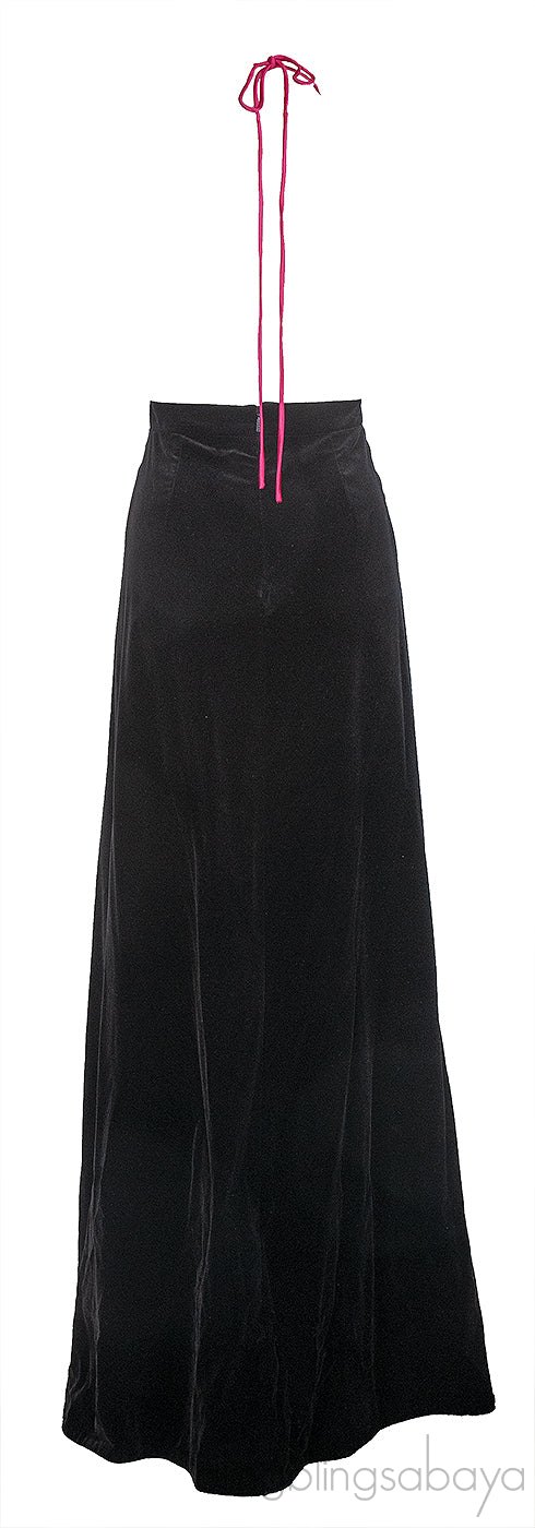 Gucci Fuchsia Pink Cotton and Black Velvet Gown