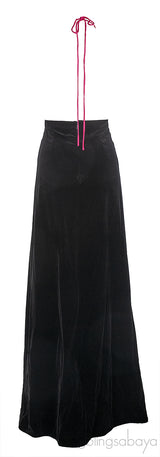 Gucci Fuchsia Pink Cotton and Black Velvet Gown
