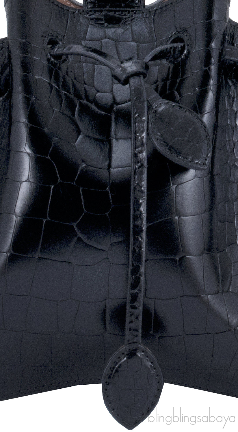 Azzedine Black Faux Croc Mini Bag