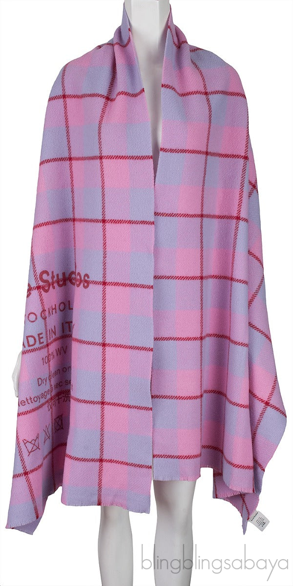 Pink Checkered Wool Scarf