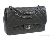 Chanel Charcoal Grey Caviar Jumbo Flap Bag