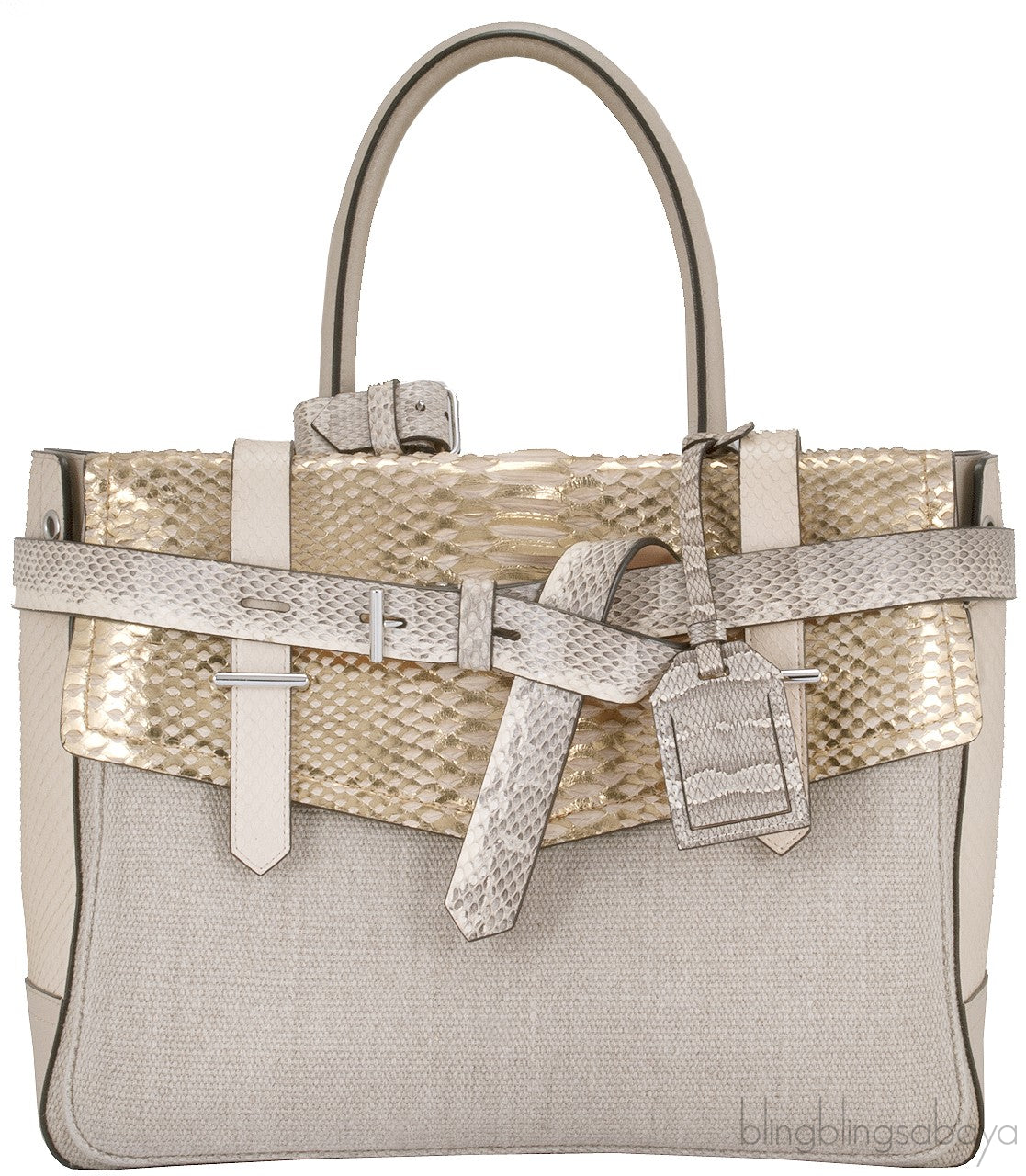 Beige Canvas Python Boxer