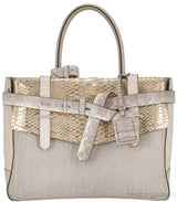 Beige Canvas Python Boxer
