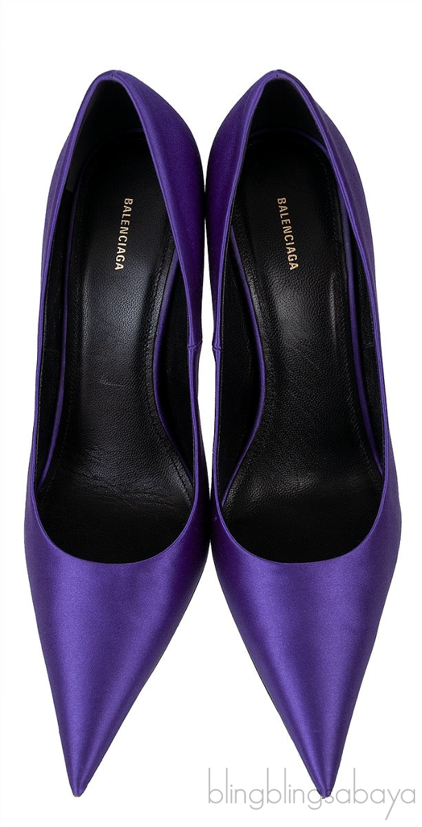 Purple Satin Pointed Toe Heels
