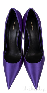 Purple Satin Pointed Toe Heels