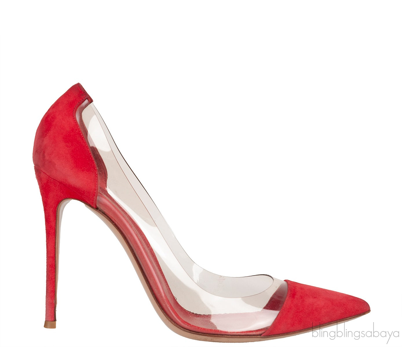 Red Suede PVC Plexi Pump