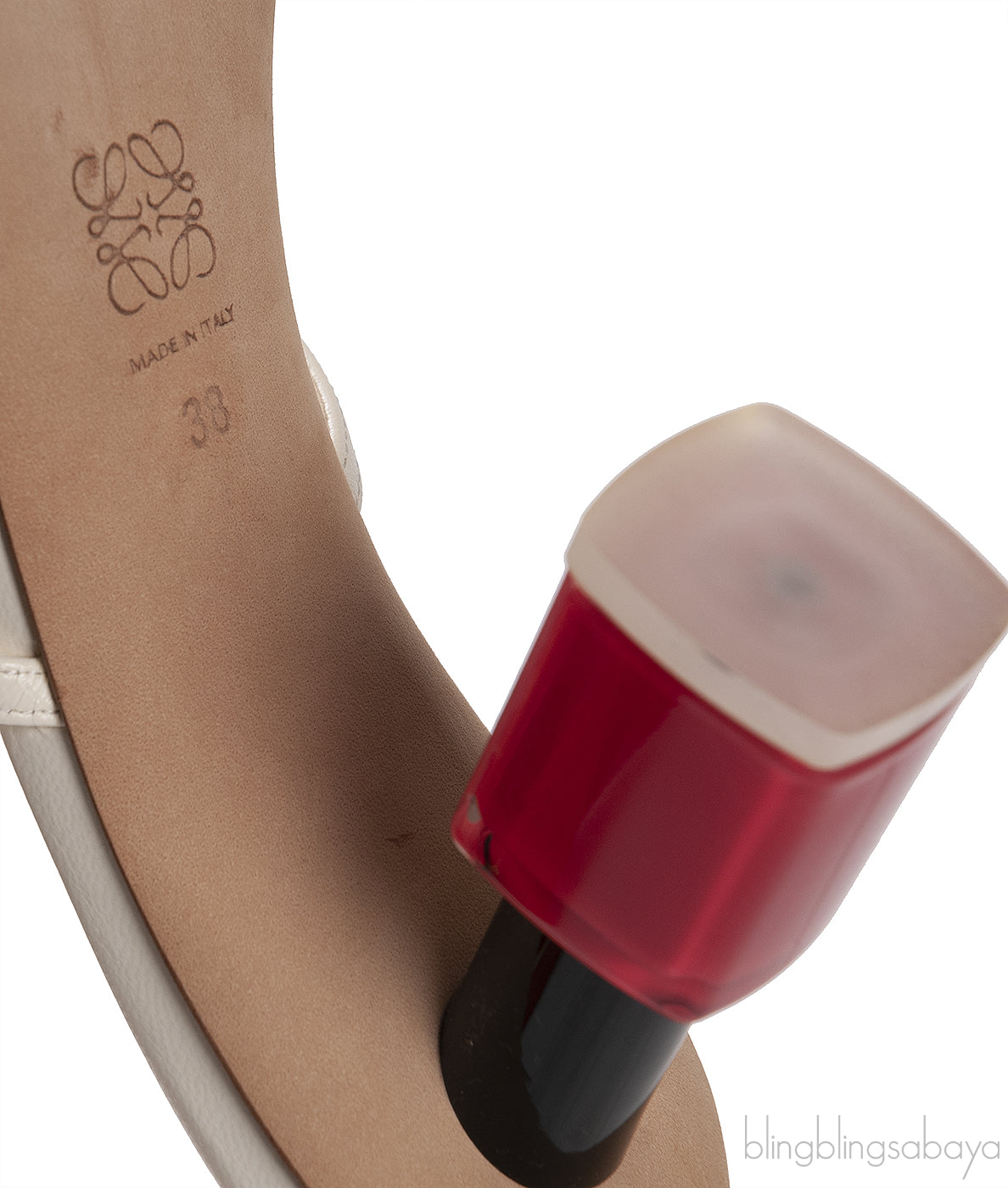 Loewe White Nail Polish Leather Mule