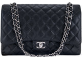 Black Caviar Jumbo Double Flap Bag