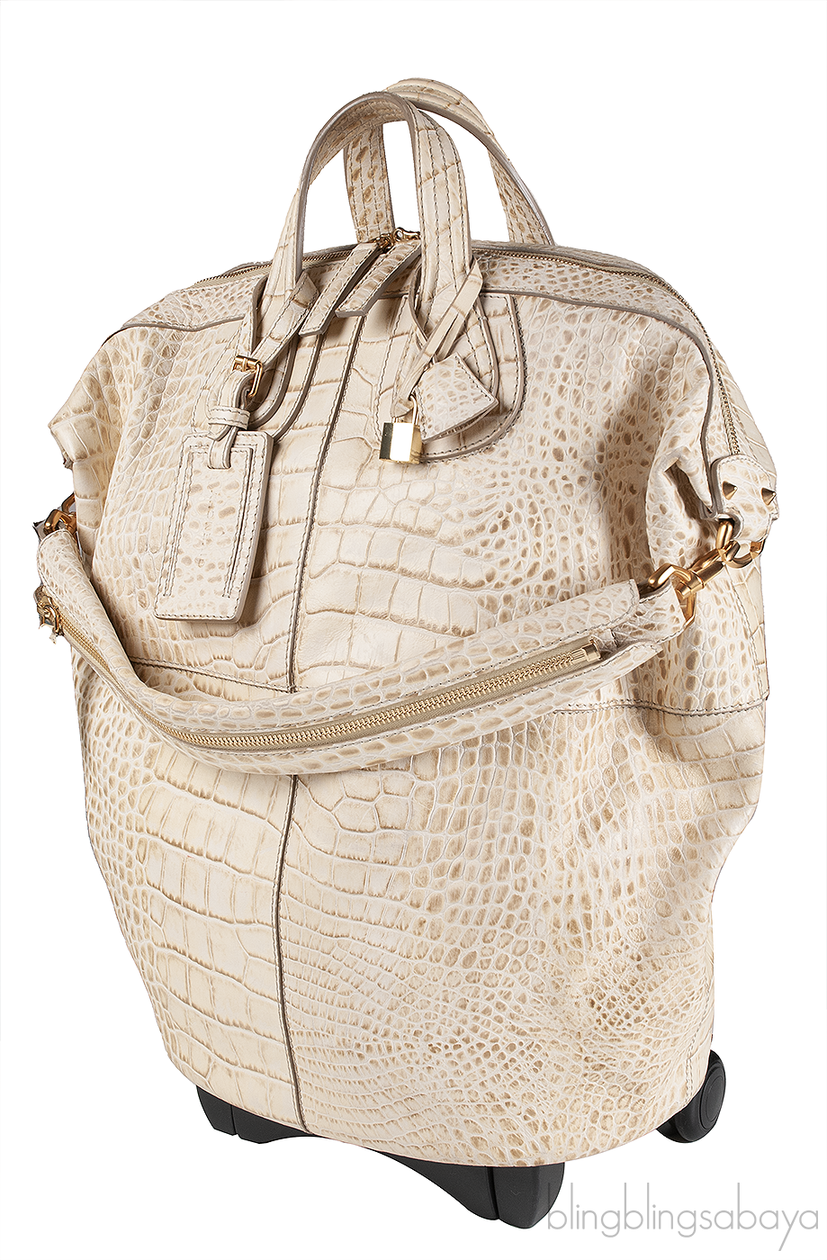 Nightingale Calf Leather Croc Embossed Luggage Trolley