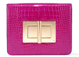 Natalia Croc Fuchsia Shoulder Bag