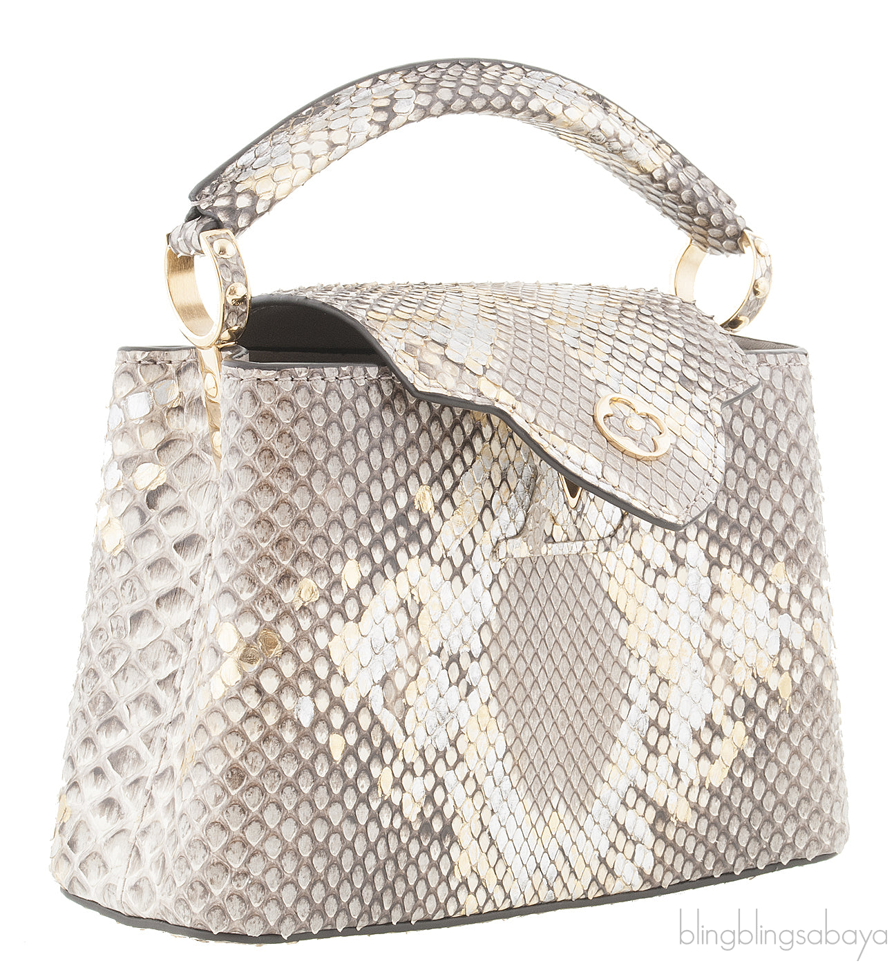 Capucines Gold Python Mini