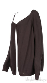Dark Brown Knit Long Sleeves Cardigan