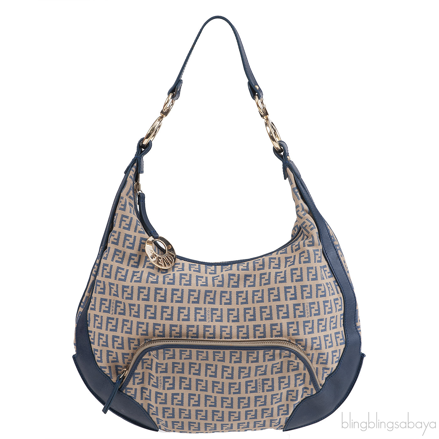 Fendi Blue FF Printed Canvas Hobo