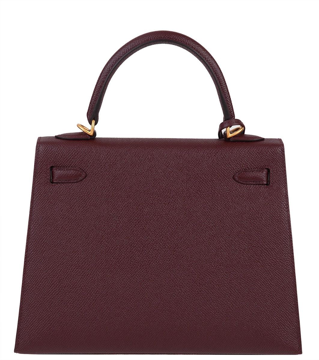 Hermes Special Order Kelly 25 Rouge and Gris Perle Epsom Sellier BGHW