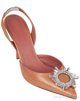Gold Begum Crystal-embellished Satin Slingback Pump