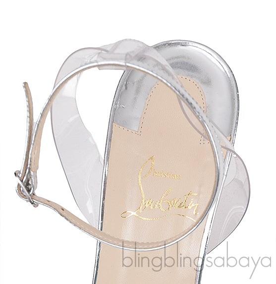 Spikoo Silver PVC Slingback Heels