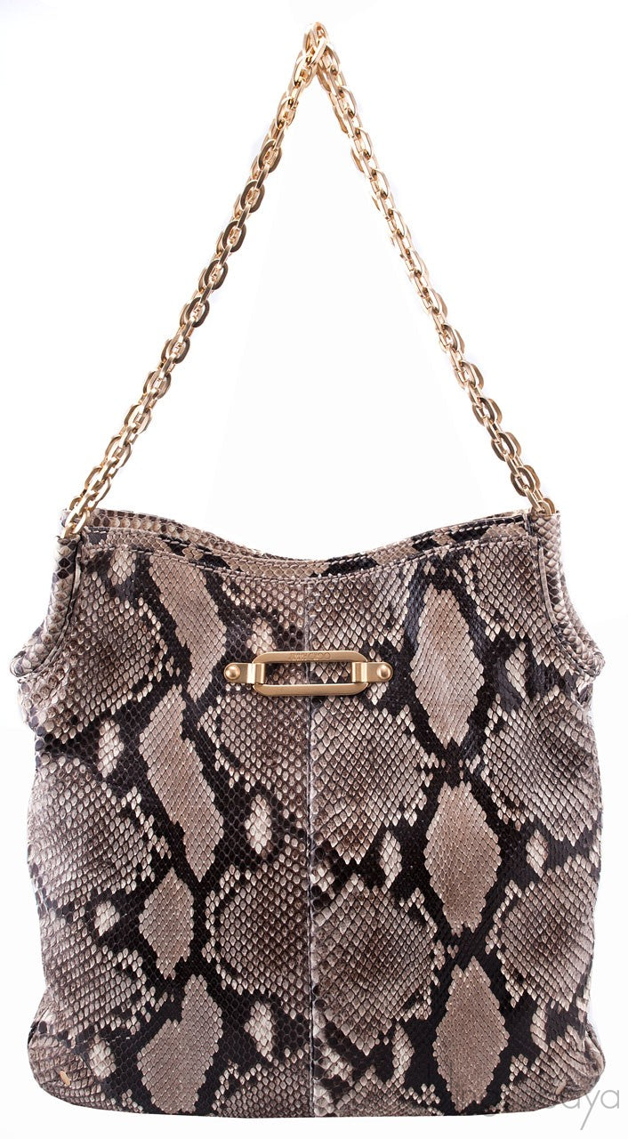 Natural Python Shoulder Tote
