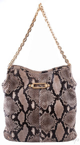 Natural Python Shoulder Tote