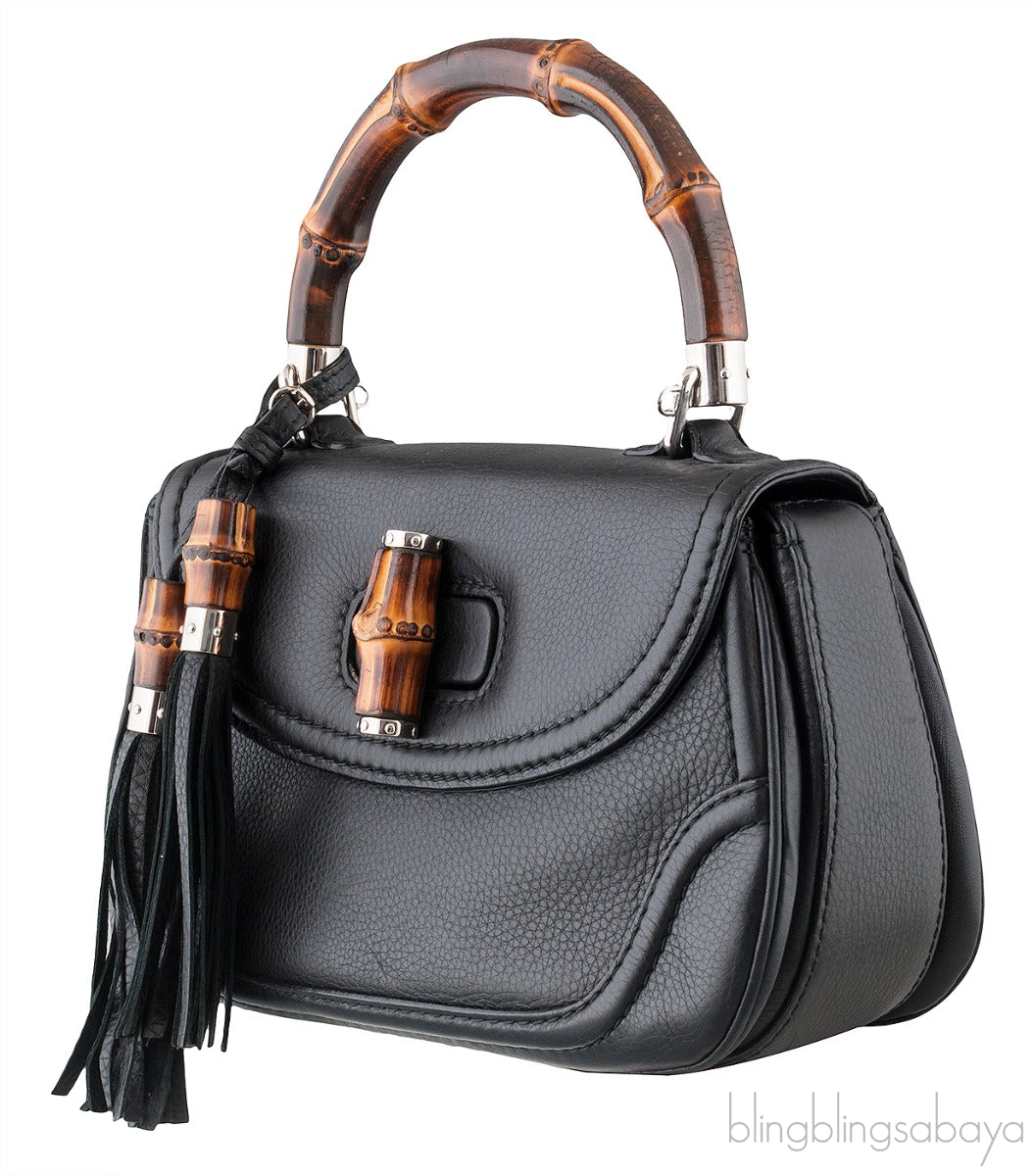 Black Bamboo Top Handle Bag