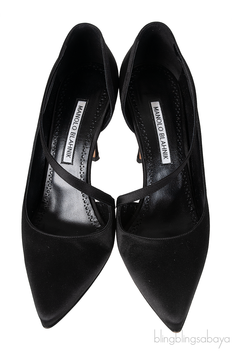 Black Satin Pointed Toe Heels