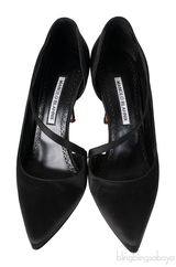 Black Satin Pointed Toe Heels