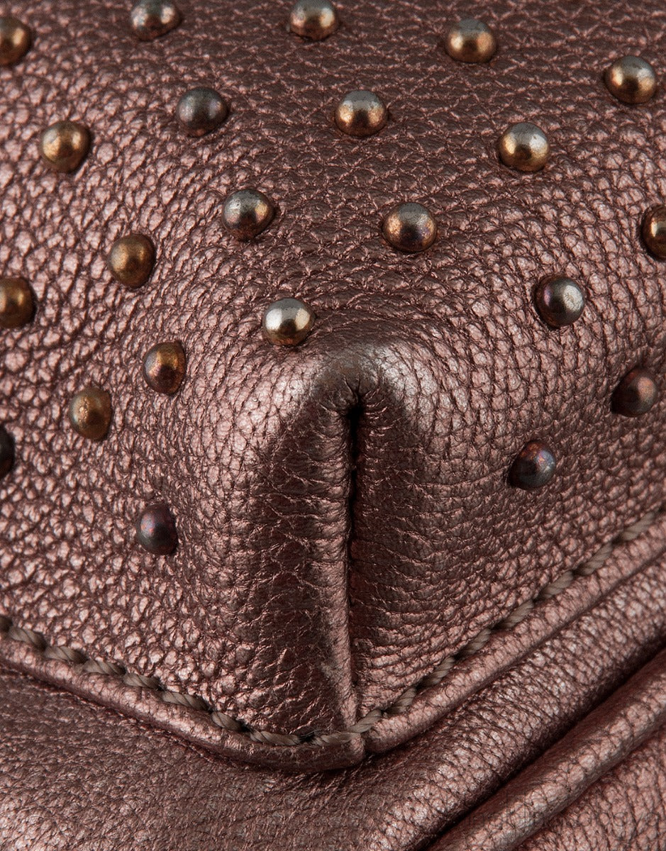 Metallic Leather Studded Mini Backpack