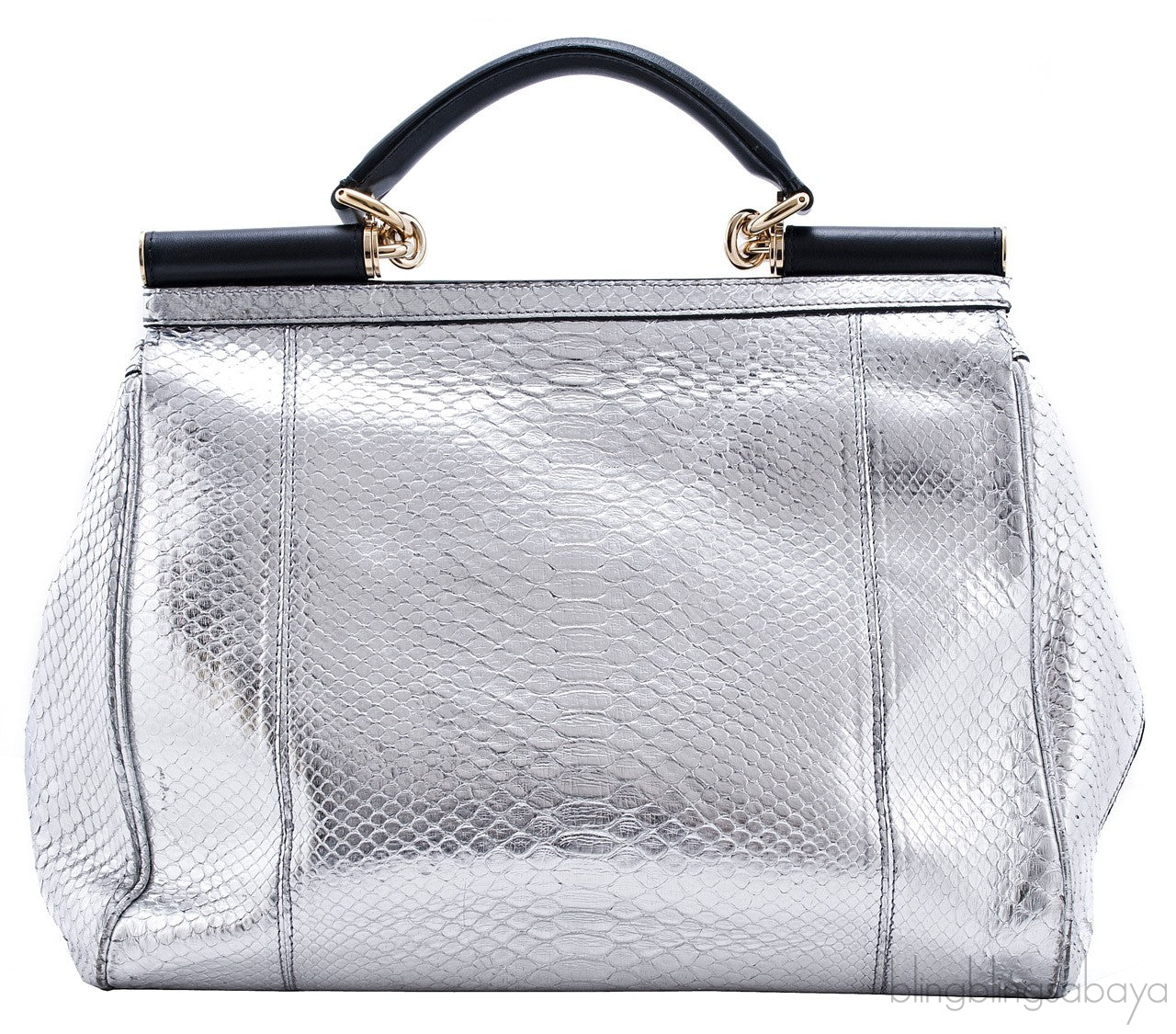 Miss Sicily Satchel Silver Python