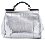 Miss Sicily Satchel Silver Python