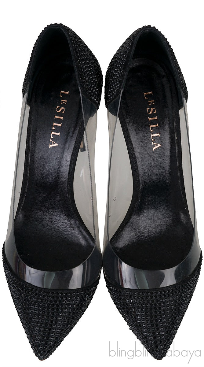 Black Crystal PVC Heels