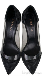 Black Crystal PVC Heels