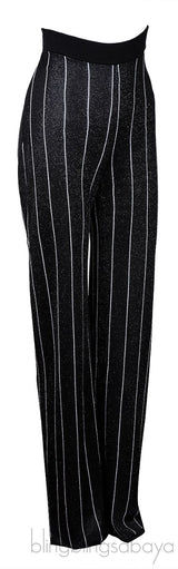 Black Stripe Knit Stretch Trouser