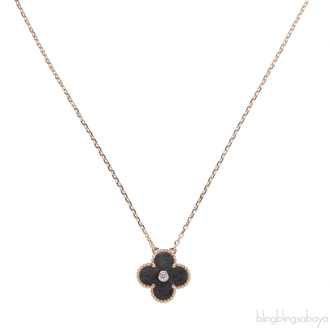 Van Cleef & Arpels Vintage Alhambra Grey Obsidian Holiday Pendant 2023