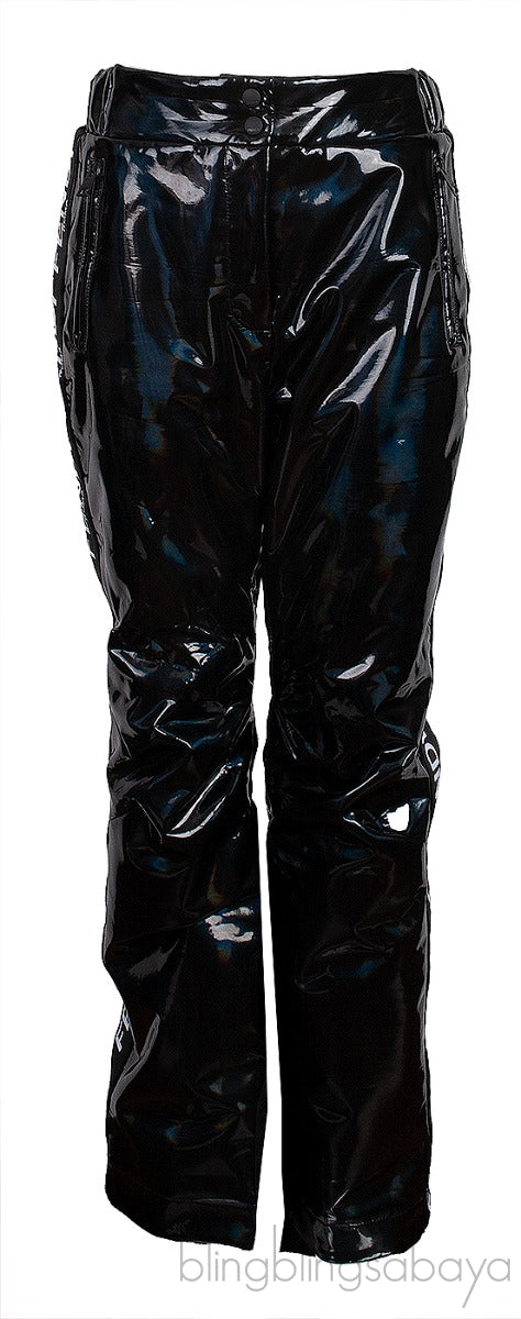 Black Holographic Fur-trimmed Down Ski Jacket & Trouser Set
