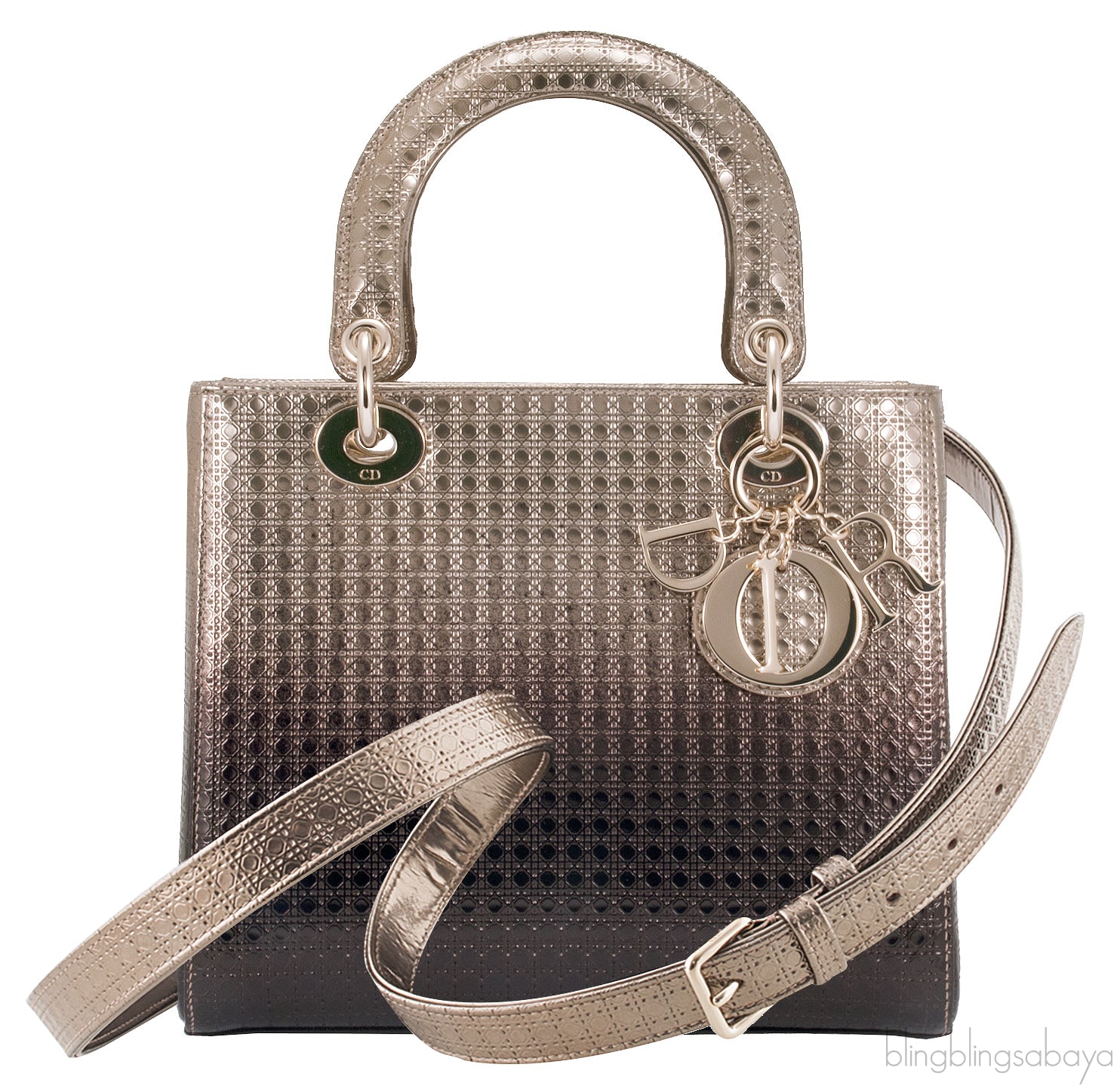 Lady Dior Gold Ebony Graded Metallic Bag